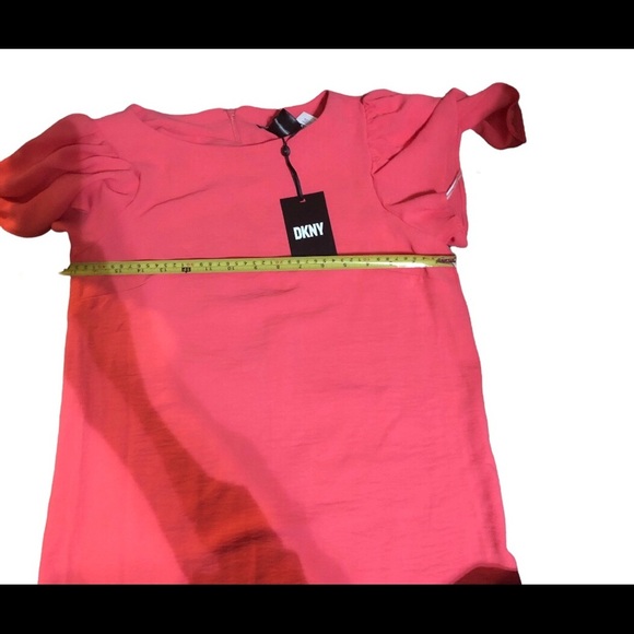 DKNY orange flutter sleeve flounce hem knee loose fit feminine dress Size‎ 4 new - Picture 15 of 16